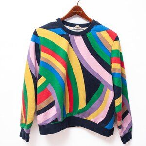 Boden Hannah Printed Swirl Sweatshirt M Rainbow Art Teacher Boho Colorful READ